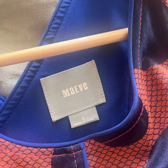 Anthropologie Maeve Rokin Polka Dot Blue and Orange Dress - Picture 2 of 9